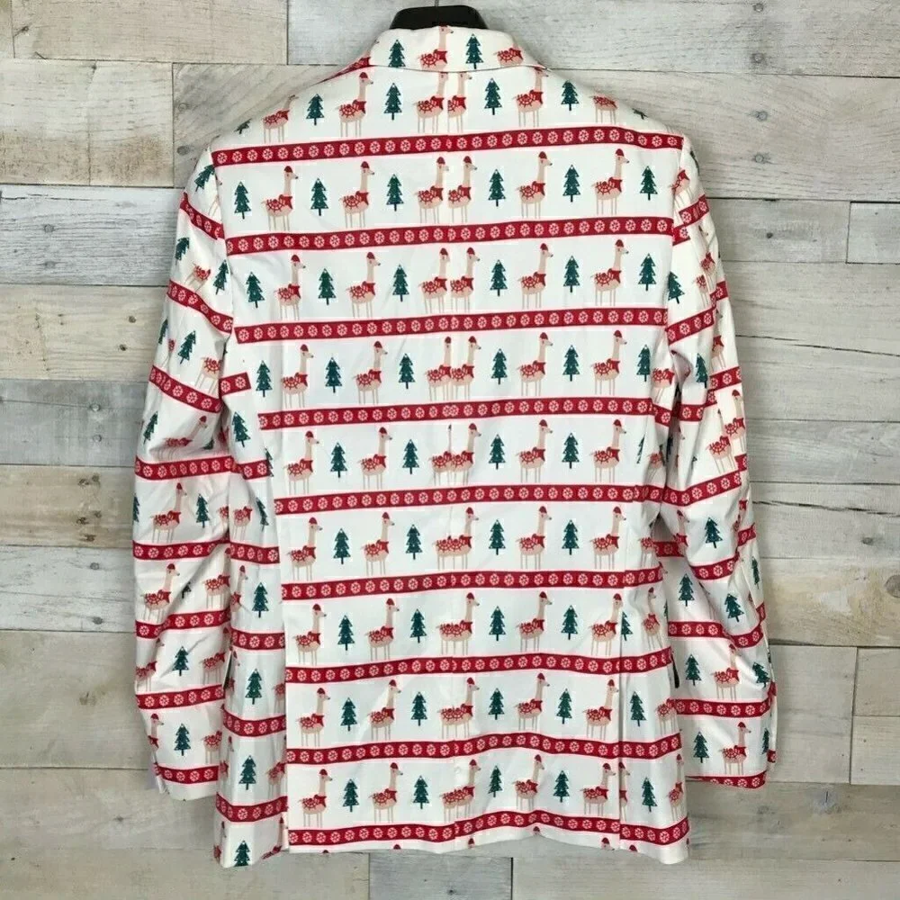 Suslo Couture Suit Jacket White Red Christmas S 38